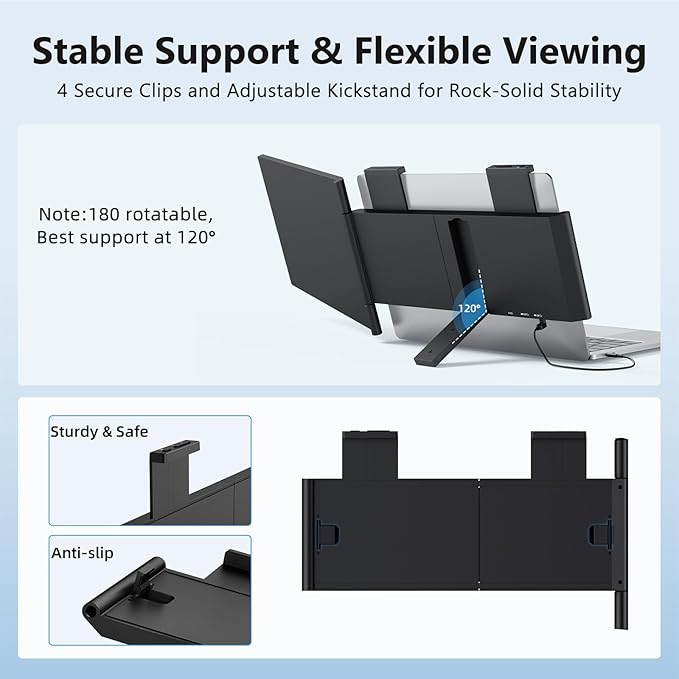 Laptop Screen Extender 15.6 FHD IPS 1080P Portable Monitor for Laptop Mini HDMI/Type-C Screen Extender Fits 14-16.5 LaptopsPlug &amp Play for Windows/Mac/Android/Switch/PS5