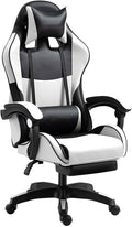 Gaming Chair Computer Chair Office Gaming Chairs for Adults Gamer Chair Racer Gaming Chair Leather Recliner w/Lumbar Support White