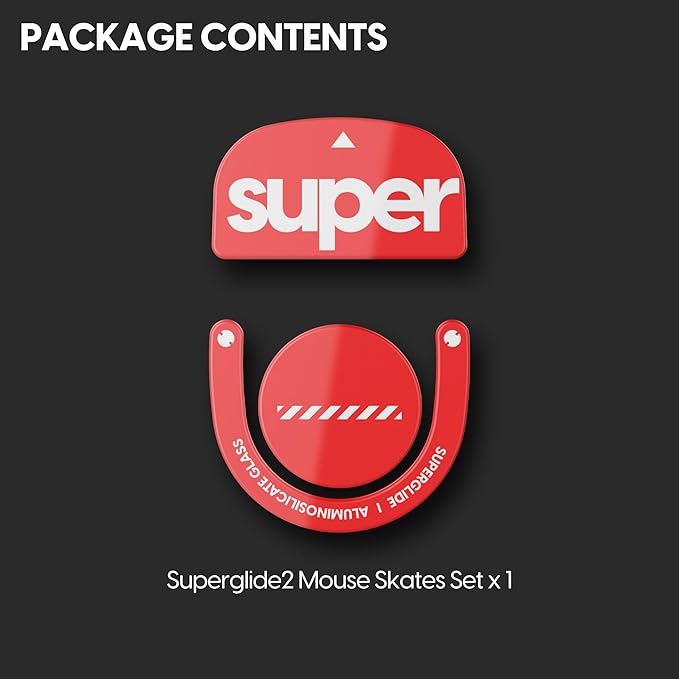 Superglide2 - New Controllable Speed Textured Surface Smoothest Mouse Feet/Skates Made with Ultra Strong Glass Smooth and Durable Sole for Logitech G Pro X Superlight2 (Type-C Red)
