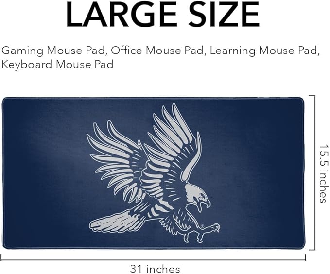 Dickinson State University Blue Hawks Primary Logo Large Gaming Mouse Pad Desk Mat with Stitched Edges Non-Slip Base for Gamer Home and Office 31.5 x 15.7