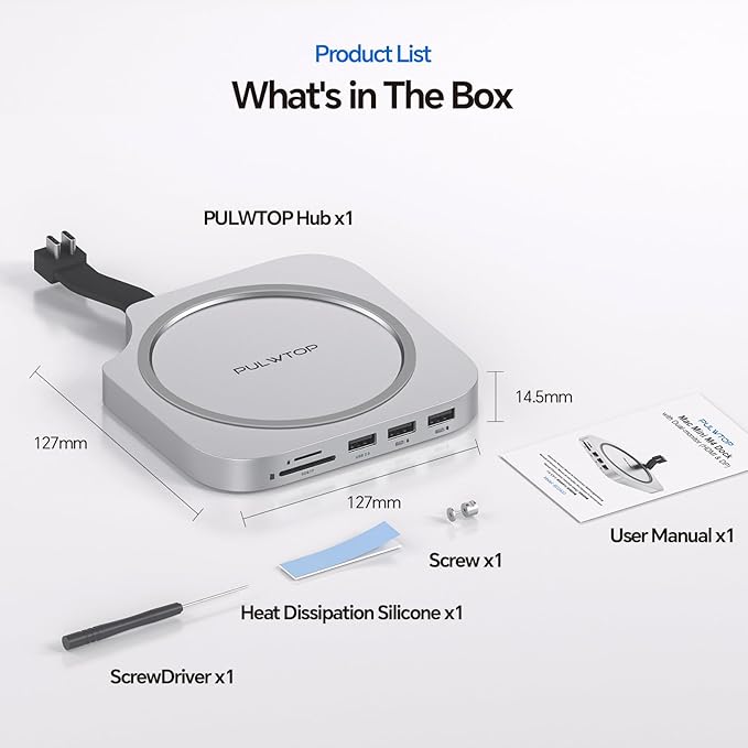 Mac Mini M4 Dock Stand with DP 4K 144Hz &amp HDMI 4K 60Hz Mac Mini M4 Pro Hub with 4TB NVMe SSD Enclosure (SSD NOT Included) 3 USB A 2.0 SD/TF 3.0 3.5mm Audio/Mic USB C Hub for Mac Mini 2024