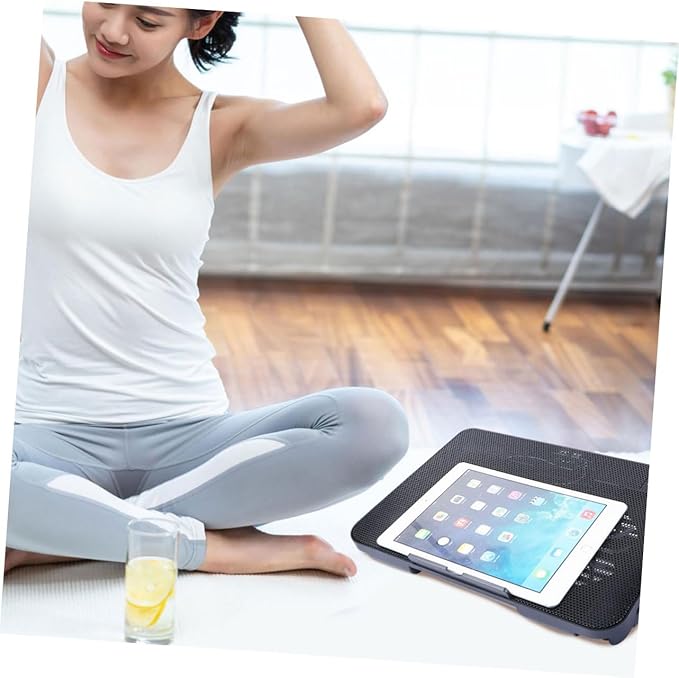 Portable Laptop Cooler USB Powered Cooling Mat for Notebooks Dual Fan Design for Efficient Heat Dissipation Lightweight and Easy to Install Black
