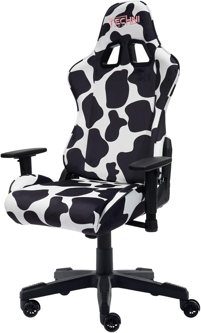 Gaming Chair Cow Print - Ergonomic Reclining Swivel Chair PC Racing Gamer Chair