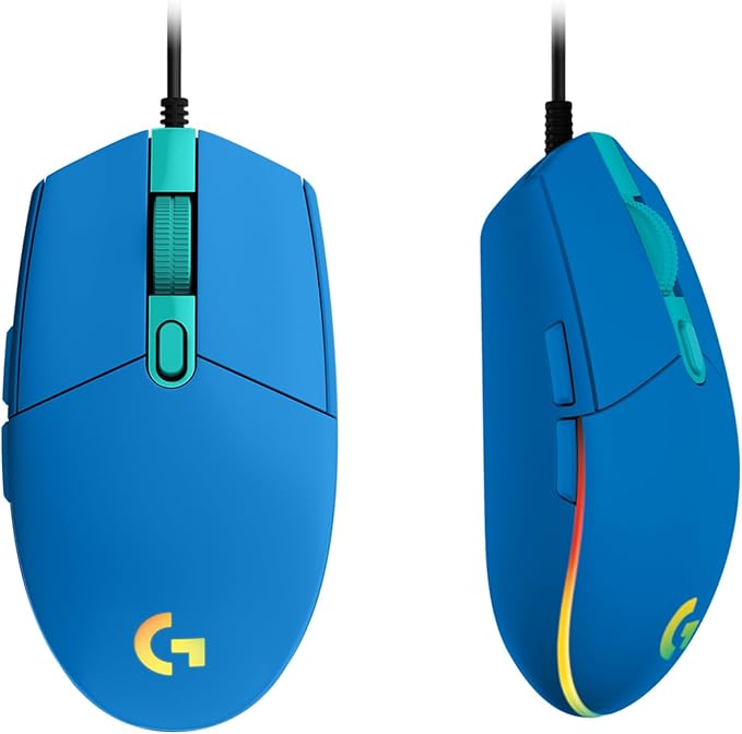 Logitech G203 Prodigy Wired Gaming Mouse 8000 DPI RGB Lightweight 6 Programmable Buttons On-Board Memory Compatible with PC/Mac - Blue