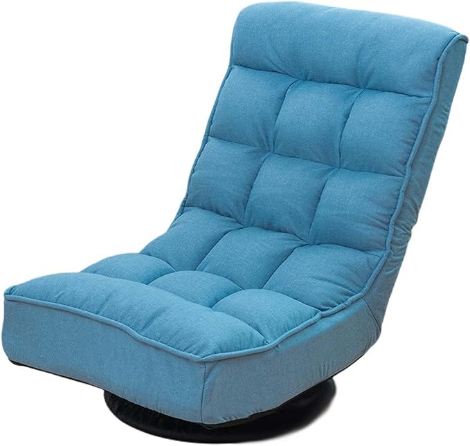 360 Degree Swivel Gaming Chair for Adults Folding Floor Sofa ChairMulti Position Adjustable Comfortable Lazy ChairSuitable for Watching TV Reading Playing Video Games (Blue)