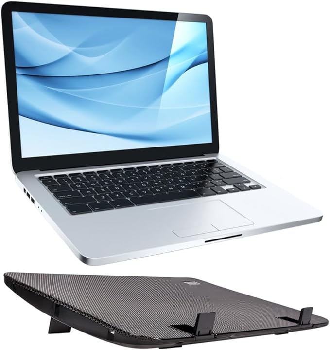 6 Inch Adjustable Laptop Holder Cooling Pad with High-Velocity Fan Notebook Cooling Support for Office and Gaming Black