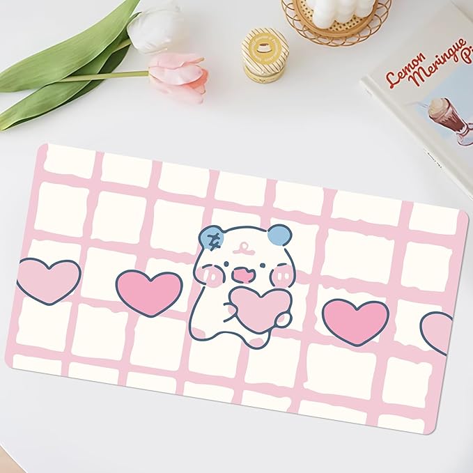 Desk Pad 31.5 x 15.7 PU Leather Desk Mat XL Extended Gaming Mouse Pad Non-Slip Ultra Thin Large Laptop Keyboard Writing Mat for Office Home Waterproof Pink