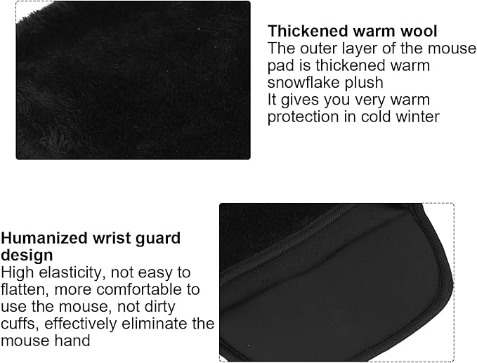 Heated Pad Hand Warmer Pad Office Mousepad USB Heated Computer Pad Hand Warmer Roomy Hand Warming Pad Desk Accessories for Men Women Heating Pads (Black)