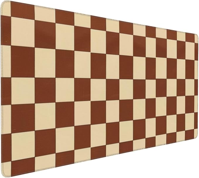 Brown Beige Checkered Mouse Pad Large Desk Mat for Keyboard and Mouse Non-Slip Gaming Mousepad Office Desk Accessories for Computer 35.4x15.7Inch