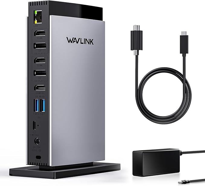 WAVLINK USB C DisplayLink Docking Station with 3 HDMI 4K60HzDisplaylink Triple Display Docking Station for MacBook M1/M2/M3/Windows5 USB Ports2DPEthernet PortAudio/MicSD/TF（No Charging Ports）