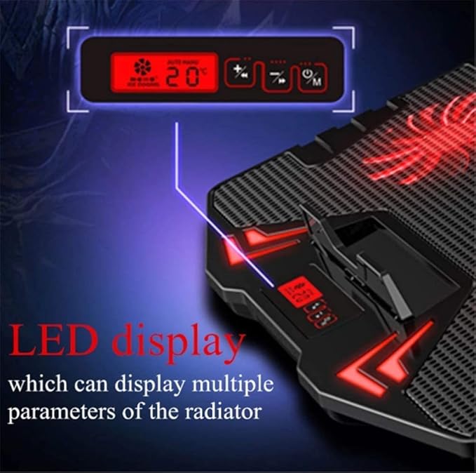 Laptop Cooling Pad Notebook Cooler for Desk and Lap Use Laptop Fan Stand 5 Adjustable Heights with 5 Quiet Fans and Phone Holder for 12-17 Inch Laptops (Color : Blue) (Red)