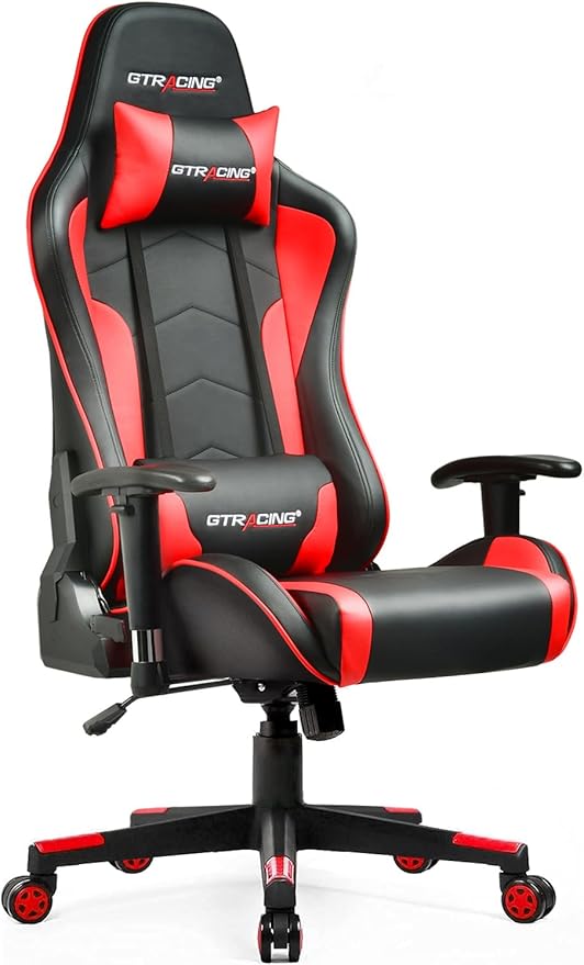 GTPLAYER Gaming Chair with Speakers Bluetooth Music Video Game Chair Audio Ergonomic Design Heavy Duty Office Computer Desk Chair (Red)