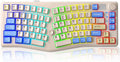 LEOBOG A75 Alice Keyboard Tri-Mode Bluetooth/2.4G/USB-C Ergonomic Cute Creamy Keyboard with RGB Backlit Functional Knob Joystick 75% Layout Hot-Swap Gasket Custom Keyboards for Win Mac PC Gamer-Blue