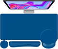 4 PCS Mouse Pad Desk Mat Protector Keyboard Wrist Rest + Comfortable Mouse Pad with Wrist Rest +Coaster Large Gaming Mousepad for Computer Laptop 35.4X 15.7 Deskpad for Office Home I Dark Blue