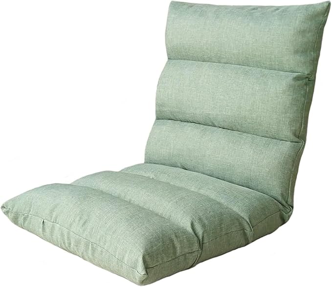 ELEFOCUS Folding Floor Chair Foldable 6-Speed Adjustment Single Small Sofa Easy to Remove and Wash Computer Chair(Green)