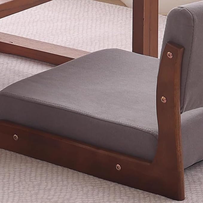 Floor Chair with Back Support for Adults Wood Floor Gaming Chair Video Game Chairs Lounger Japanese Floor Chair Meditation Floor Seat for Bay Window Living Room(/BeigeStyle 2)