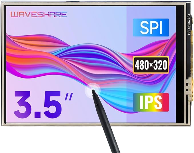 waveshare 3.5inch Resistive Touch Display Compatible with Raspberry Pi 5/4B/3B/Zero/Zero W/Zero 2W/Pico/Pico W/Pico WH 480×320 125MHz High-Speed SPI