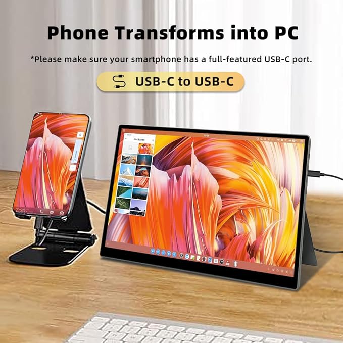 Portable Small Monitor 10.5 inch USB C 100% sRGB 1500:1 FHD 1920x1280 IPS Touch Ultra-Thin External Second Screen Display for Gaming Computer PC Phone Mac