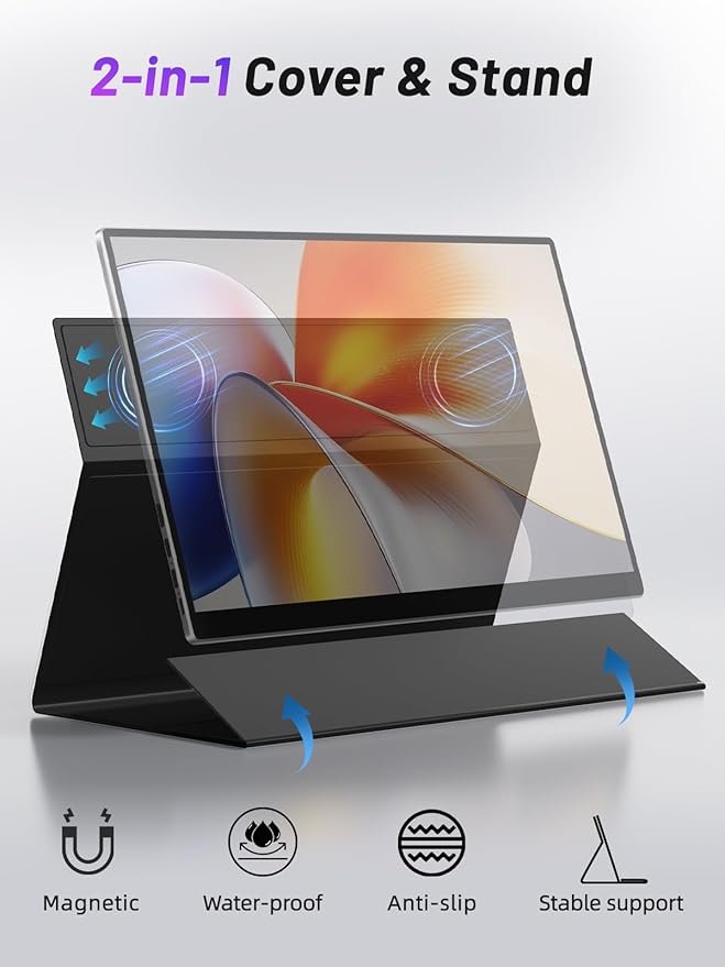 Portable Monitor Touchscreen 15.6 4K UHD 3840X2160 100000:1 OLED 10-Point Touch Screen Laptop Monitor with Protective Case HDMI USB C Travel Monitor for Phones PS5/4 Xbox Switch