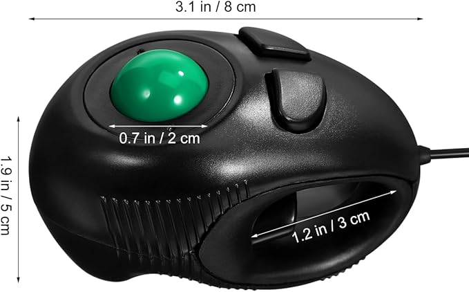 Mikikit Portable Mini 4D Wired Trackball Mouse USB Powered Handheld Thumb Control for Laptop Desktop Computer Ergonomic Design