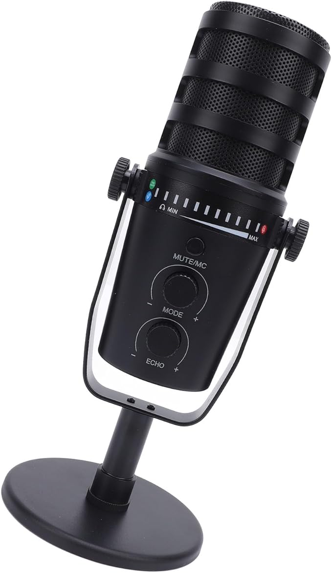 Tbest Professional Dynamic Microphone XLR USB Cardioid Condenser Mic with Metal Stand Multi Function Knob Adjustable for Live Recording Gaming Streaming Karaoke Aluminum Alloy ABS