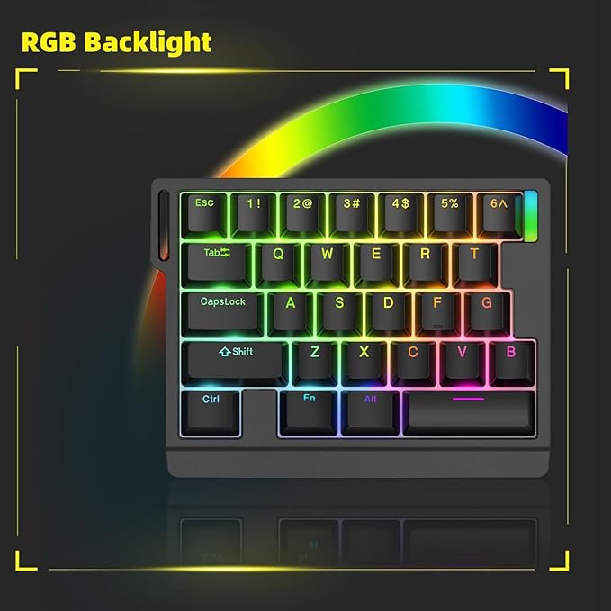 HE30 Rapid Trigger Gaming KeyboardOne-Handed Magnetic Switch Hall Effect RGB HotSwap Custom Mechanical Keyboard Adjustable Actuation8kHz Polling Rate Mini Macro Gasket Keypad (White-Bear)