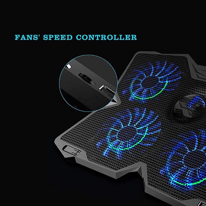 Laptop Cooler Cooling Pad Fan Notebook Adjustable Speed with 4 Fans for 14-17