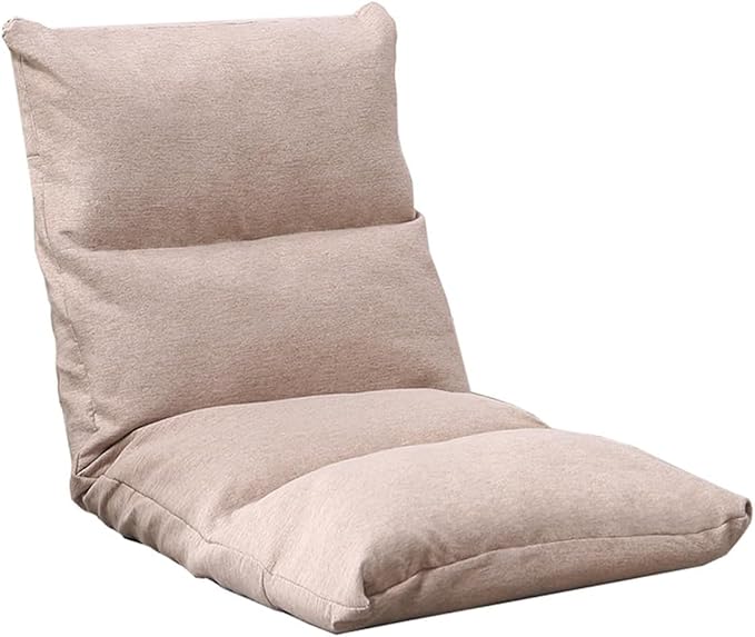 ELEFOCUS Folding Floor Gaming Chair 6-Poistion Adjustable Linen Floor Lazy Sofa Chair for Adults Foldable Sleeper Bed Couch Recliner(/Beige)
