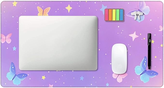 Purple Star Butterfly Desk Cover MatExtended Large Mouse PadComputer Laptop Mat Desk Decor for Office Game Home 30x16 Inch