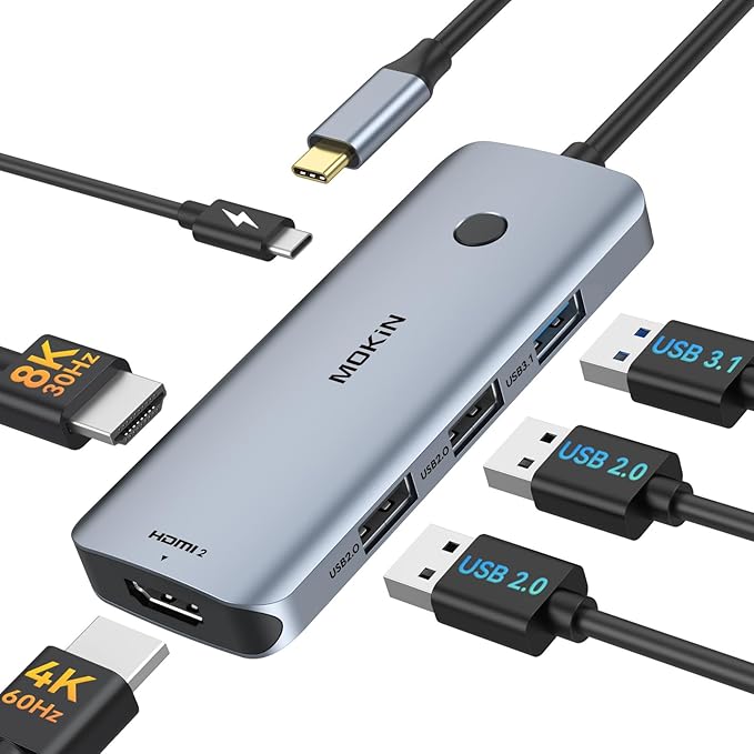Docking Station USB C to Dual HDMI Adapter MOKiN USB C Hub Dual HDMI Monitors for Windows USBC Adapter with 2 HDMI 3 USB Ports PD Compatible with Dell XPS 13/15 Lenovo Yogaetc
