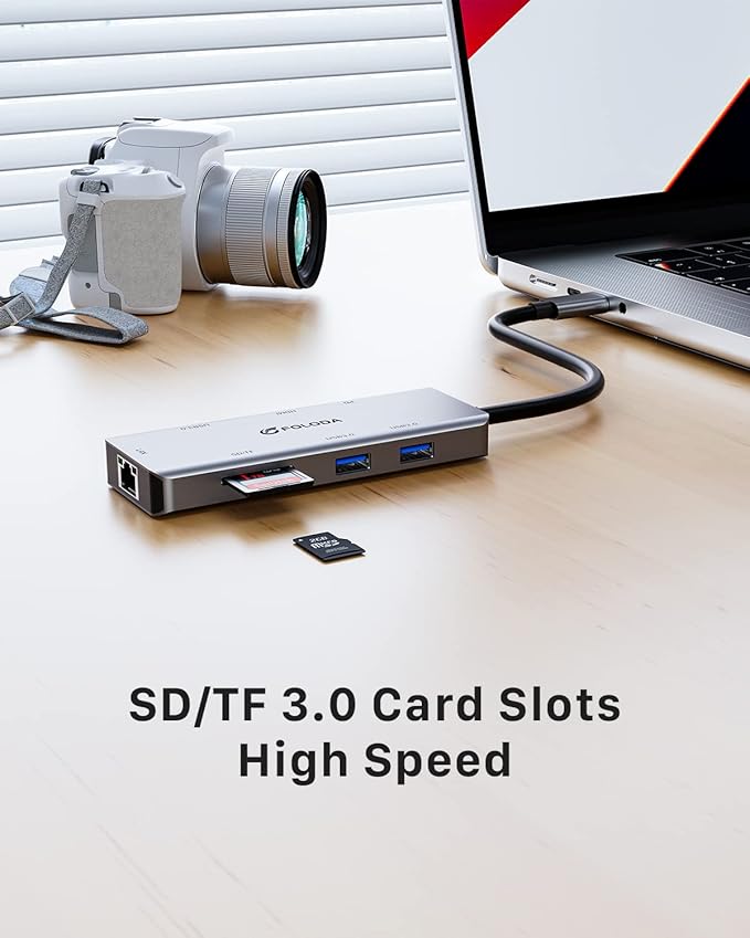 USB C HUB HDMI 4K@60Hz 8-in-1 Docking Station Multiports USB C Adapter with Gigabit Ethernet PD 100W 3*USBA 3.0 TF/SD USB C Dock Compatible for MacBook Pro/Air iPad Pro iPhone 15 Dell etc.
