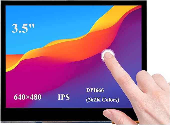 3.5inch DPI LCD Compatible with Raspberry Pi 5/4B/3B+/3B/2B/Zero/Zero W/WH/Zero 2W Capacitive Touch Screen 640x480 Resolution IPS LCDToughened Glass Cover Low Power