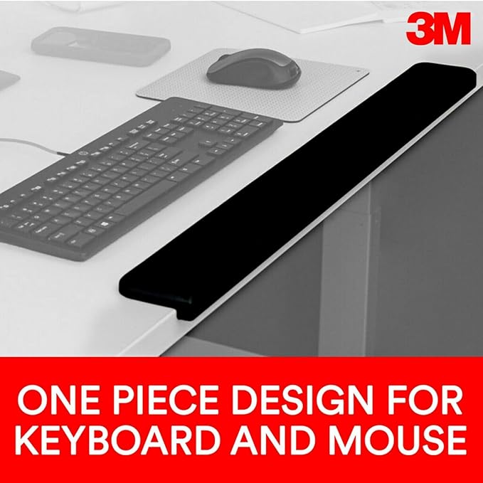 3M Gel Wrist Rest for Standing Desks Wraps Around Edge of Desk for Comfort Non-Slip Back Stays in Place (WR200B)