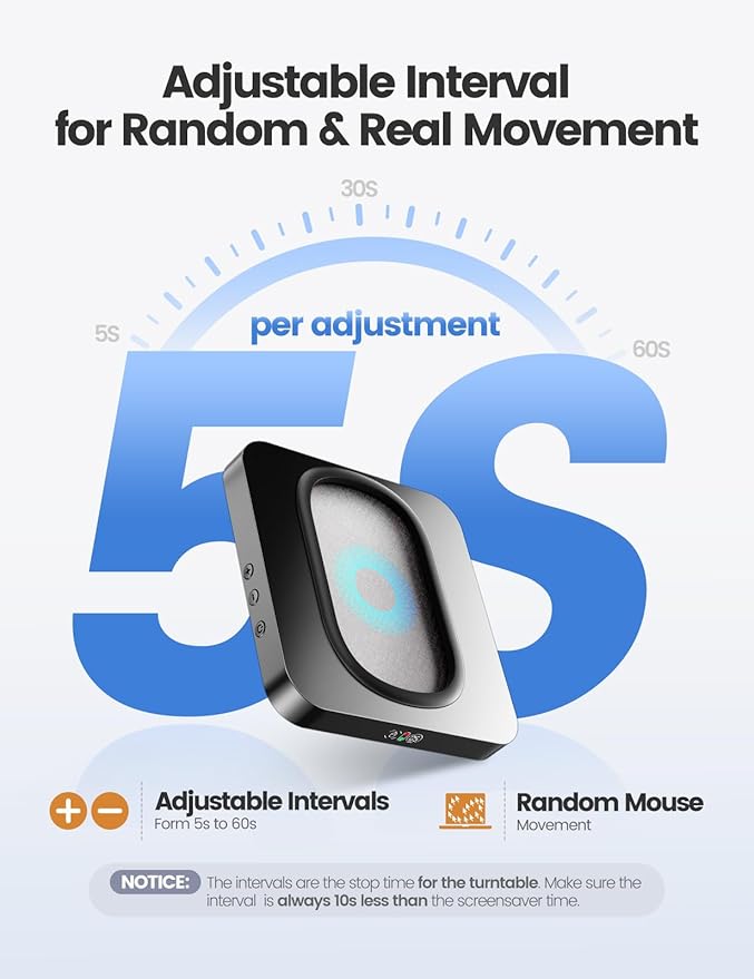 meatanty Mouse Mover Undetectable Slim Mouse Jiggler with Enlarged Turntable Automatic Wiggler Adjustable Intervals Computer Shaker No Need to Align Cursor Device to Keep Mouse Moving Telework
