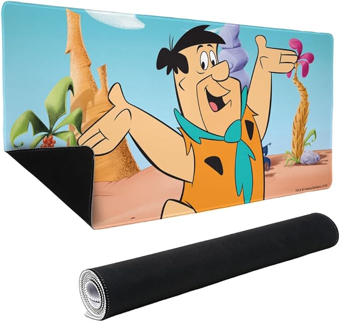 The Flintstones Fred Character Large Gaming Mouse Pad Desk Mat with Stitched Edges Non-Slip Base for Gamer Home and Office 31.5 x 15.7