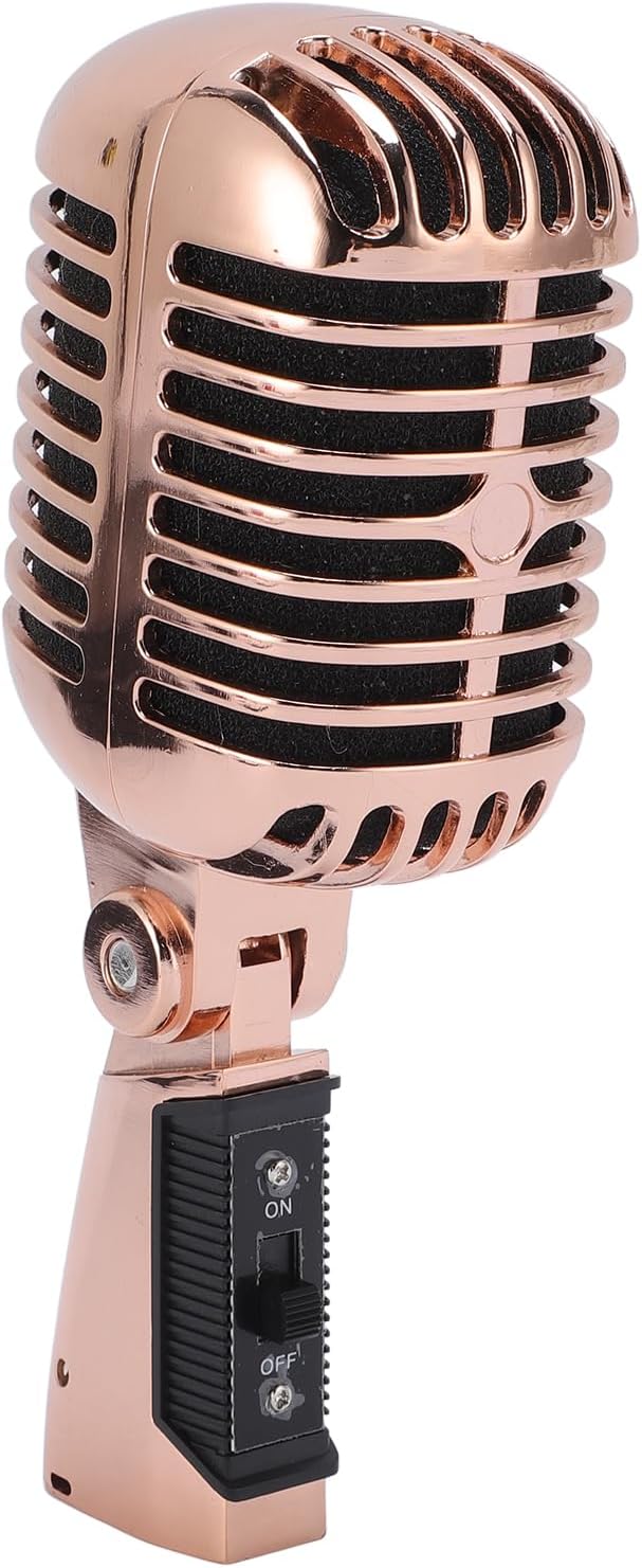 Bewinner Dynamic Microphone Microphone Zinc Alloy Pickup Pattern - Studio Performances and Live Performances Noise and Vibration Dampening (Rose Gold)