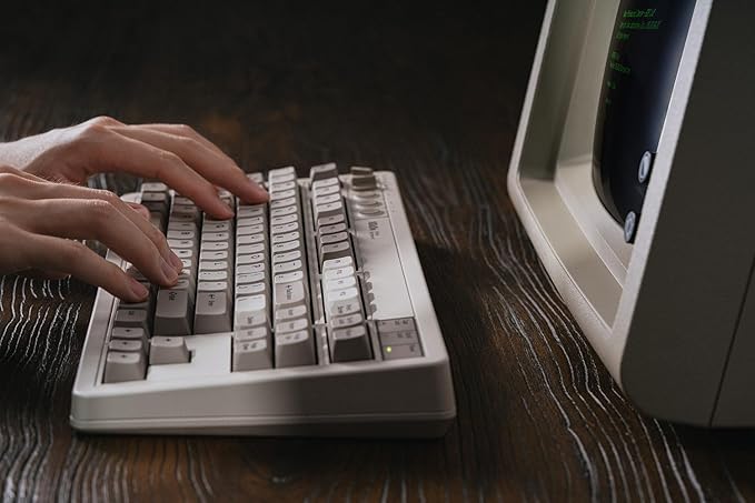 8BitDo Retro Mechanical Keyboard Bluetooth/2.4G/USB-C Hot Swappable Gaming Keyboard with 87 Keys Dual Super Programmable Buttons for Windows and Android - M Edition