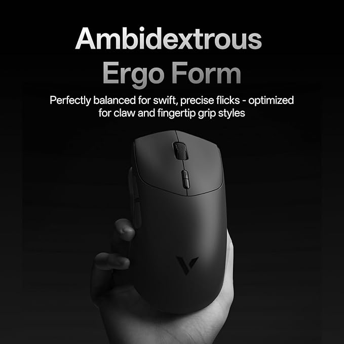 Rapoo VT7 Wireless Gaming Mouse True 8K Wireless Polling Rate 53g Lightweight Up to 750 Hr Battery Nordic nRF54L15 MCU 100-Million Mechanical Switch 10 Programmable Buttons Black