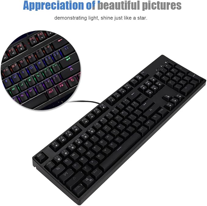 Rainbow Backlit Wired Gaming Keyboard M-8 104 Keys Rainbow Backlight Mechanical Wired Computer Keyboard Game Office