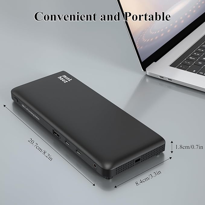 Minthouz 12-in-1 Docking Station with 100W Charging Triple Display Dual 4K Support 1000Mbps LAN Port Laptop Docking Station 4X USB-A (1x 10Gbps) 2X USB-C Compatible with Windows Mac Chrome
