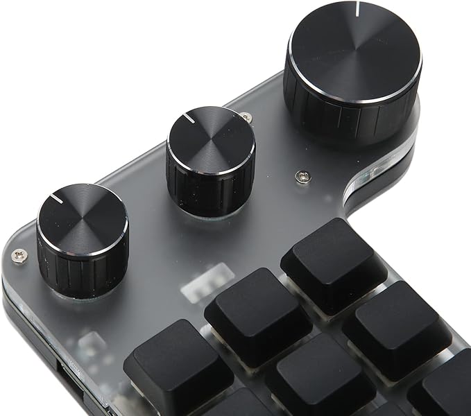 One Handed Macro Mechanical Keyboard 12 Keys with 3 Knobs USB Bluetooth Connection Mini Macro Mechanical Gaming Keypad Programmable Shortcut Custom Function