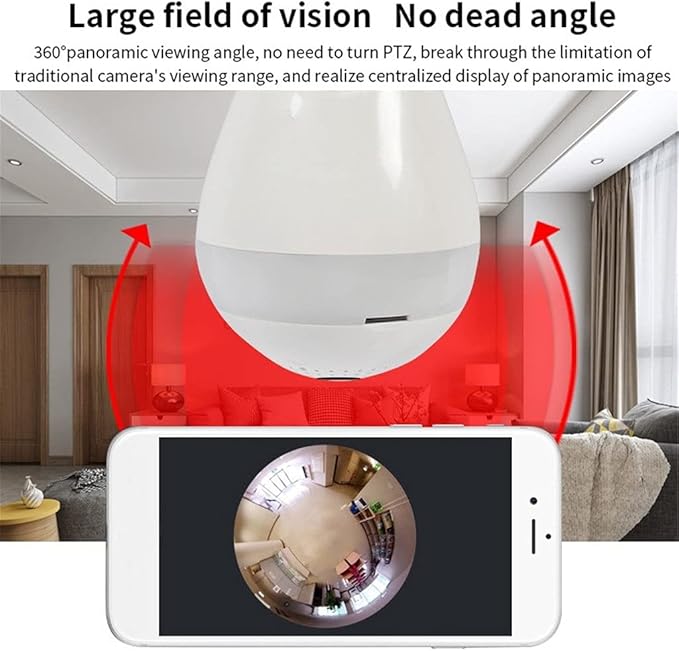 1080P Webcam Network Monitoring E27 Threaded Light Source 360 Fisheye Bulb Smart Computer Camera