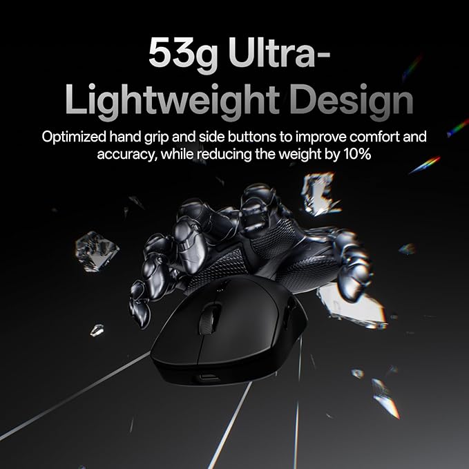 Rapoo VT2 Wireless Gaming Mouse True 8K Wireless Polling Rate 53g Lightweight Up to 750 Hr Battery Nordic nRF54L15 MCU 100-Million Mechanical Switch 10 Programmable Buttons Macro Enabled
