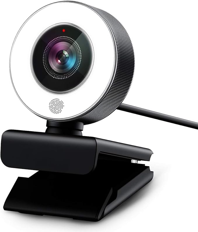 PC Webcam for Streaming HD 1080P PA552 USB Pro Computer Web Camera Video Cam for Mac Windows Laptop Conferencing Gaming Webcam with Touch Screen Ring Light &amp Microphone &amp Tripod