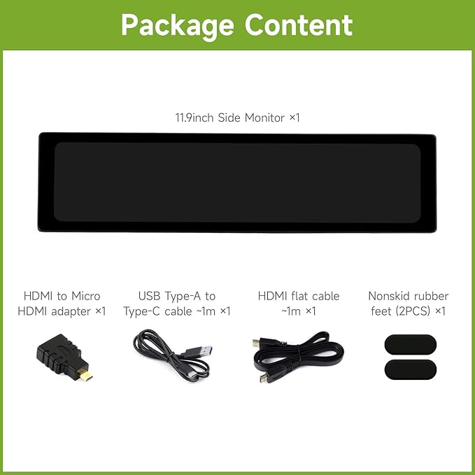 Waveshare 11.9inch IPS Display Compatible with Raspberry Pi 5/4B/3B+/3A+/2B/Zero 2W CM3+/4 5-Point TouchDriver FreeDual-Track SpeakerSoftware Brightness AdjustmentNO Touch Function
