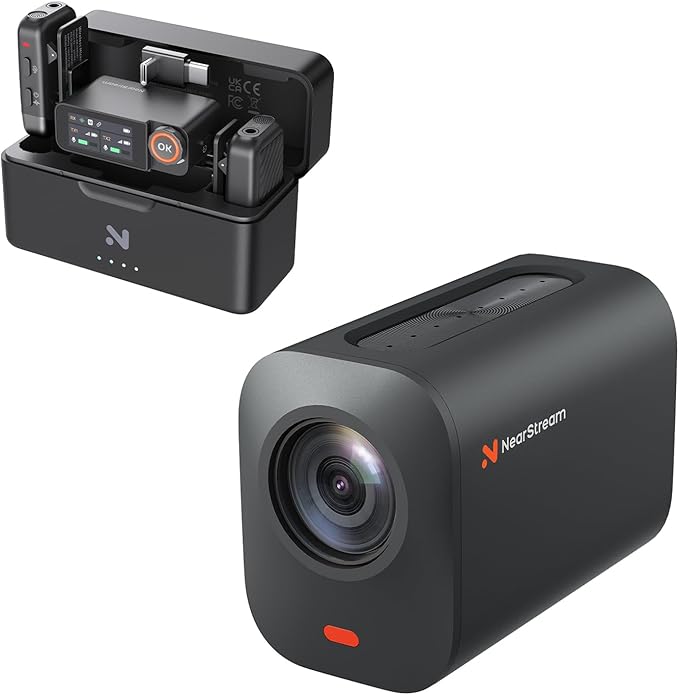 NearStream Professional Interview Equipment Kit – VM33 2K Streaming Camera &amp AWM28T Wireless Lavalier Microphone Camera and Wireless Mic Bundle for Interviews Podcasts YouTube &amp Livestreami