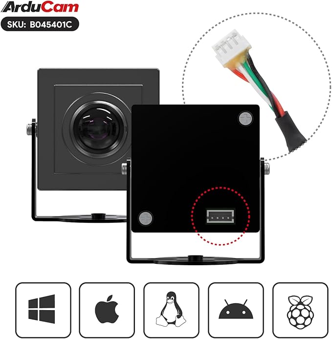 Arducam 5MP HDR USB Camera Module 101°(D) Wide Angle UVC Webcam with M12 Lens for Windows Linux Android and Mac OS