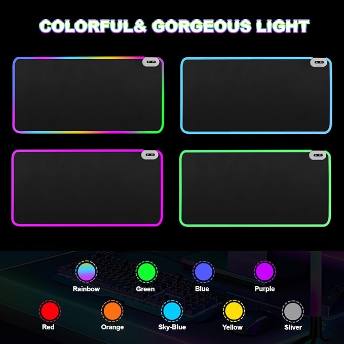 Heated Mouse Pad - Warm Mouse Pad - 6-Level Temperature Adjustment Smart Temperature Control LED Gaming Mouse Pad 8-Hour Timer with Auto Shut-Off31.5 x 15.7 inches