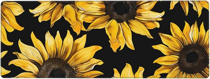 Yellow Sunflower Theme Large Mouse Pad XL Extended Gaming Pad Waterproof Desk Mat for Desktop Keyboard Non Slip Mousepad for Office Game Home 32.15x11.8