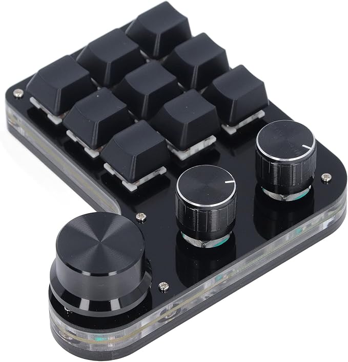 Kadimendium USB Mini Macro Mechanical Gaming Keyboard Programmable 9 Keys 3 Knobs Red Switch RGB LED Onboard Storage Wired Keypad Kadimendiumiex0s7v5hd